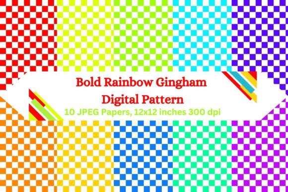 Download Bold Rainbow Gingham Digital Pattern - Pattern Collection