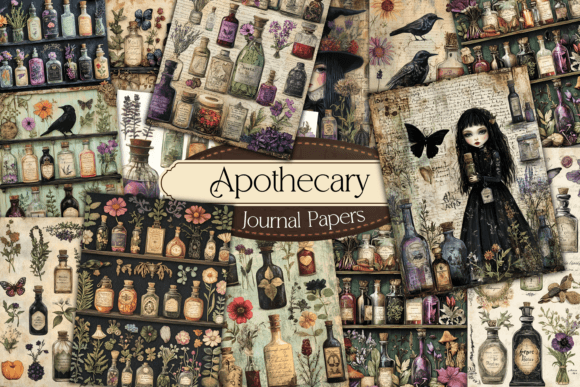 Download Apothecary Potion &amp; Herb Journal Paper - Herb Collection