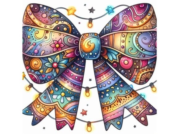 Download A Watercolor Bow with Vibrant Patterns a - Pattern Collection