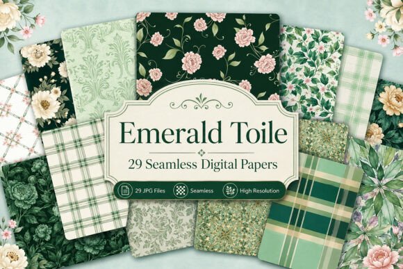 Download Emerald Toile Seamless Pattern Pack - Pattern Collection