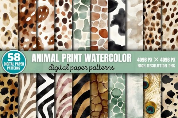Download Animal Print Watercolor Patterns Digital - Pattern Collection