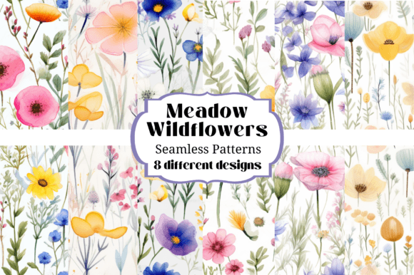 Download Meadow Wildflowers Watercolor Patterns - Pattern Collection