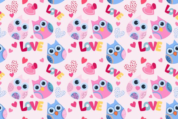 Download Cute Owl with Heart Shape Pattern. - Pattern Collection
