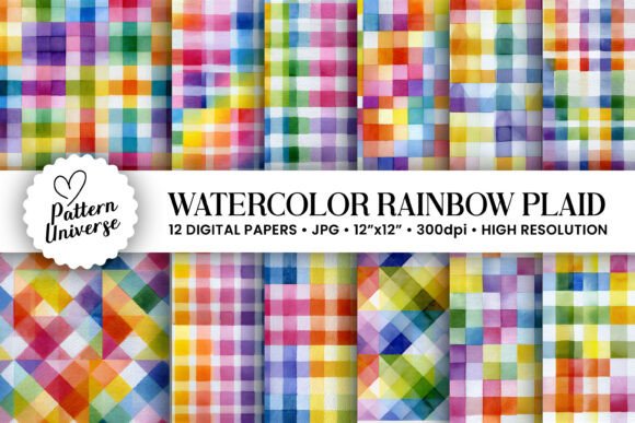 Download Watercolor Rainbow Plaid Pattern - Pattern Collection
