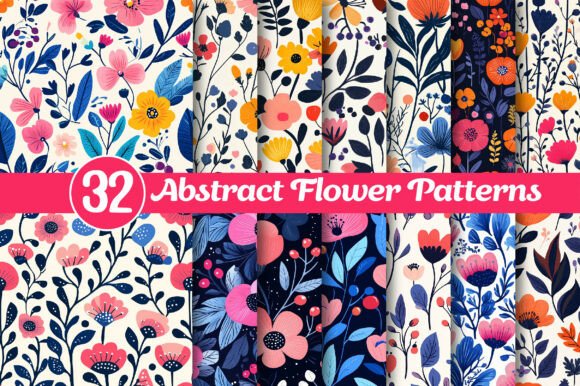 Download Abstract Flower Patterns Bundle - Pattern Collection