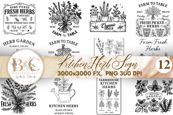 Download Kitchen Herb Sign SVG,Herb SVG Bundl - Herb Collection