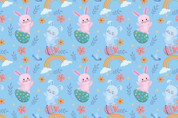 Download Bunny with Easter Egg, Rainbow Pattern. - Easter Collection