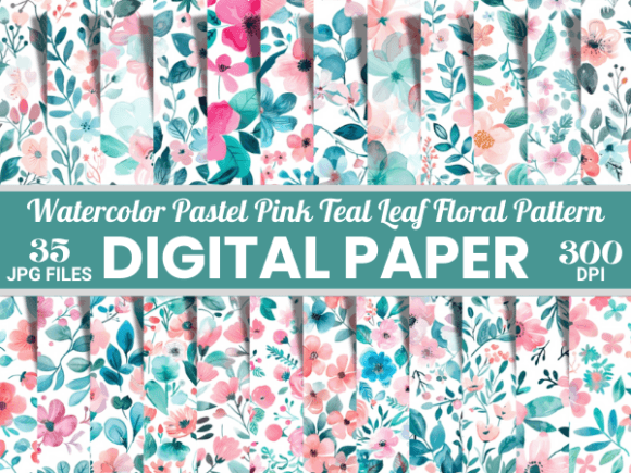 Download Floral Pastel Pink Teal Leaf Pattern - Pattern Collection