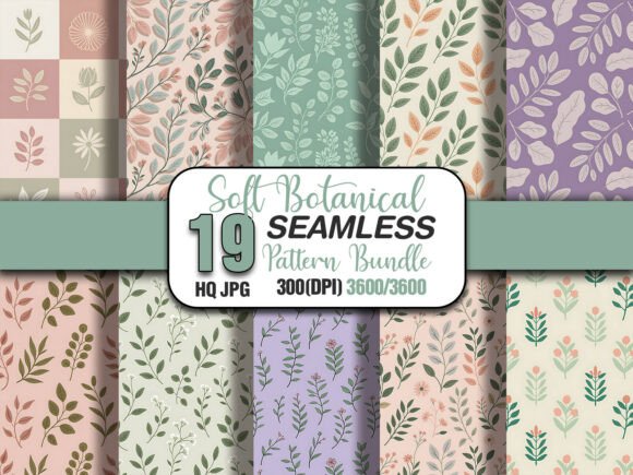 Download Soft Botanical Leaf Pattern Bundle - Pattern Collection