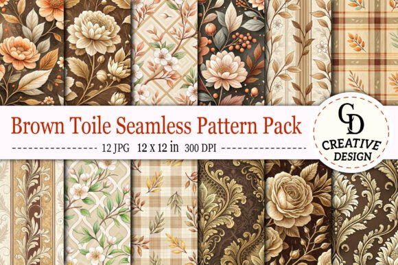 Download Brown Toile Seamless Pattern Pack - Pattern Collection