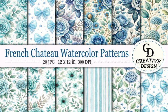 Download French Chateau Watercolor Patterns - Pattern Collection
