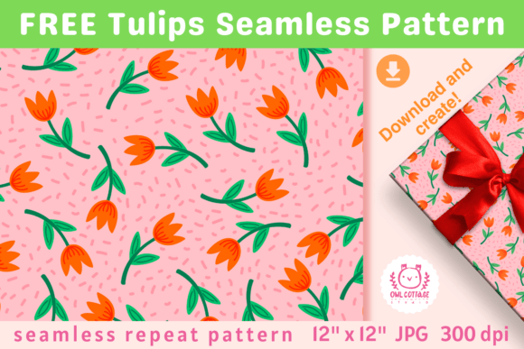 Download FREE Spring Tulips Seamless Pattern - Pattern Collection
