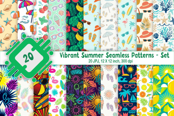 Download Vibrant Summer Seamless Patterns Set - Pattern Collection