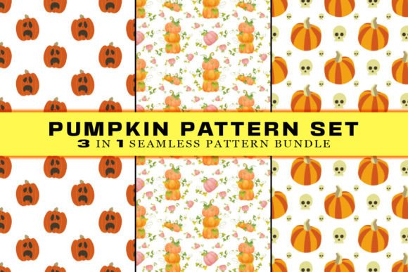 Download Funny Pumpkin Seamless Pattern Set - Pattern Collection