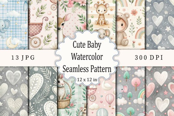 Download Cute Baby Watercolor Seamless Pattern - Pattern Collection