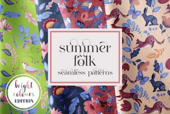 Download Summer Folk Seamless Patterns JPEG PNG - Pattern Collection