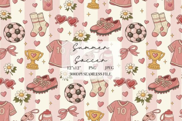Download Summer Pink Soccer Seamless Pattern - Pattern Collection