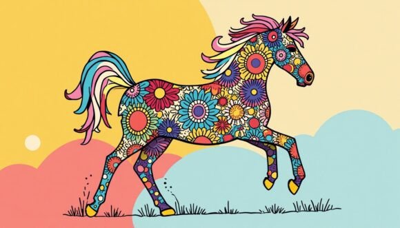 Download 🐴 Pop Art Horse with Vibrant Patterns - Pattern Collection
