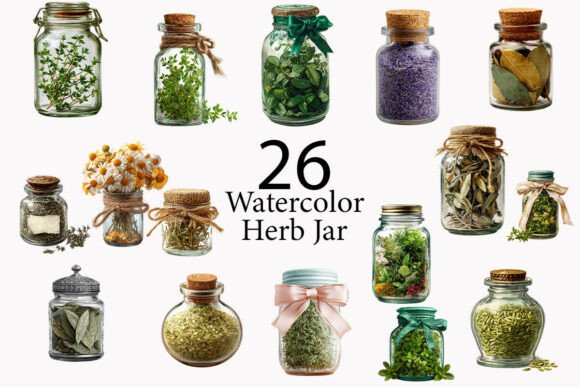 Download Herb Jar Watercolor Clipart  - Premium Resources