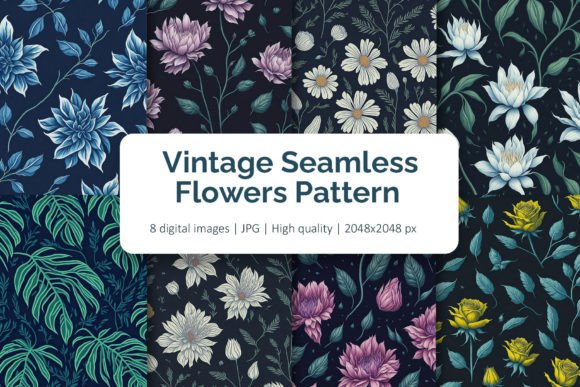 Download Vintage Seamless Flowers Pattern Pack - Pattern Collection