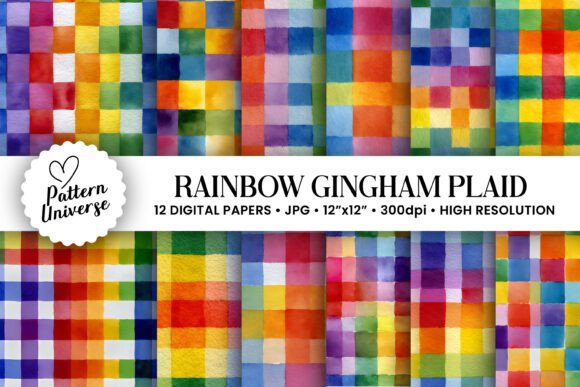 Download Rainbow Gingham Plaid Seamless Patterns - Pattern Collection