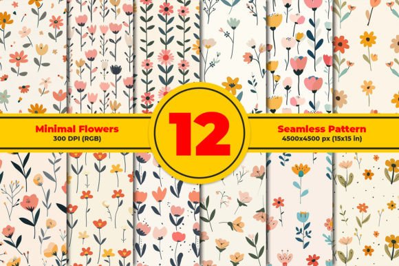 Download Minimal Flowers Seamless Pattern - Pattern Collection