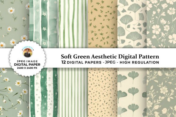 Download Soft Green Aesthetic Digital Patterns - Pattern Collection