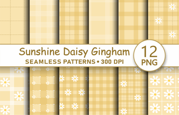 Download Sunshine Yellow Daisy Gingham Patterns - Pattern Collection