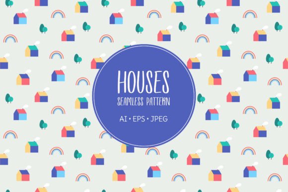 Download Seamless Simple Pattern with Tiny Houses - Pattern Collection