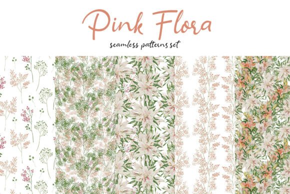 Download Watercolor Pink Flora PNG Pattern Set - Pattern Collection