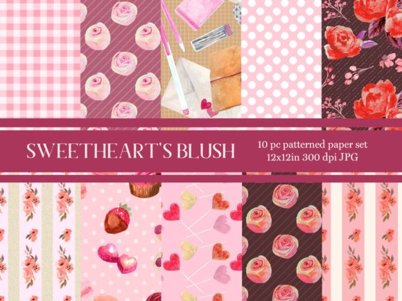 Download Valentine's Repeating Pattern Paper Set - Pattern Collection
