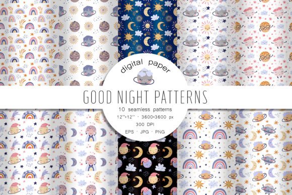 Download Good Night Patterns. Seamless Patterns - Pattern Collection