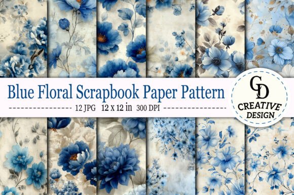 Download Blue Floral Scrapbook Paper Pattern - Pattern Collection