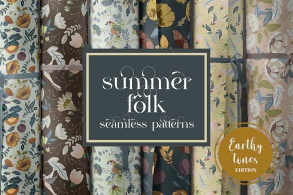 Download Summer Folk Seamless Patterns JPEG PNG - Pattern Collection