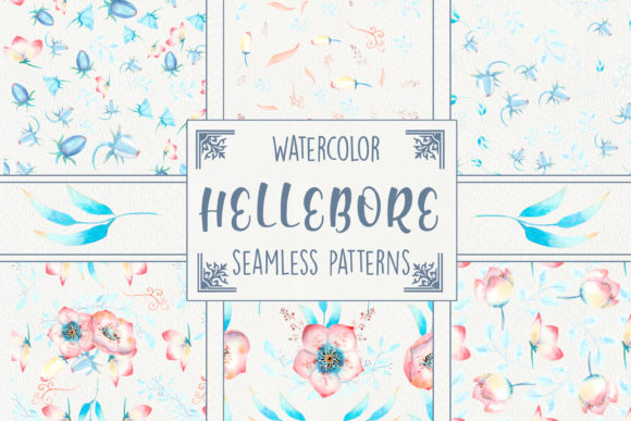 Download 20Seamless Patterns with Pink Hellebore - Pattern Collection
