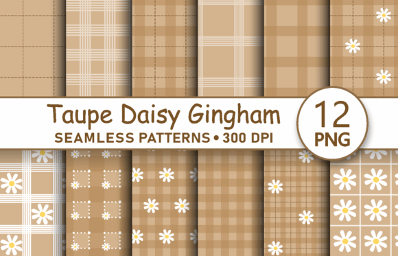 Download Taupe Daisy Gingham Seamless Patterns - Pattern Collection
