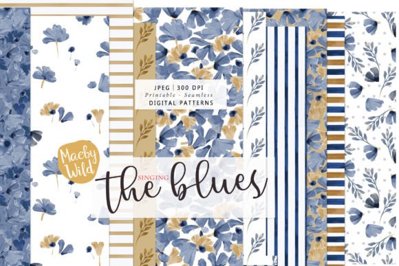 Download Singing the Blues Watercolor Patterns - Pattern Collection