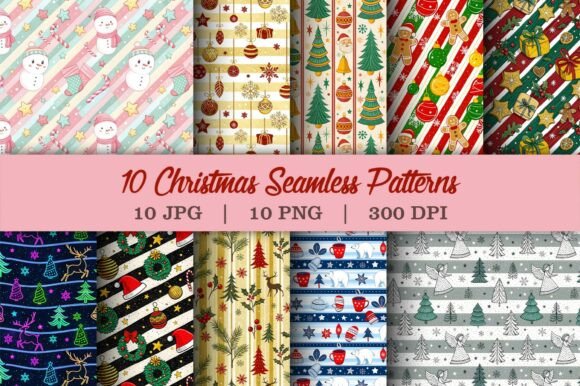 Download Seamless Christmas Stripe Pattern Pack - Pattern Collection