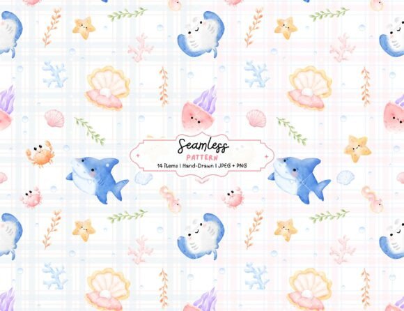 Download Pastel Ocean Watercolor Seamless Pattern - Pattern Collection
