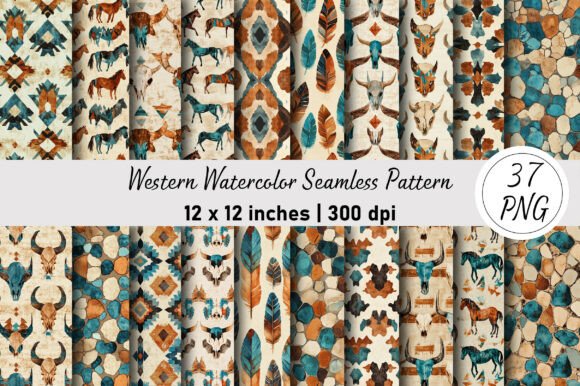 Download Western Watercolor Seamless Pattern - Pattern Collection
