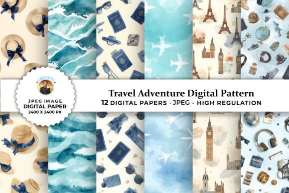 Download Travel Adventure Digital Patterns - Pattern Collection