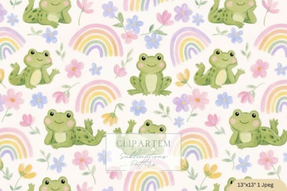 Download Cute Watercolor Frog Rainbow Pattern - Pattern Collection