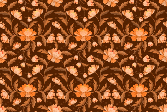 Download Yellow Brown Flowers and Leaf Pattern. - Pattern Collection
