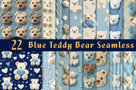 Download Blue Teddy Bear Seamless Repeat Pattern - Pattern Collection