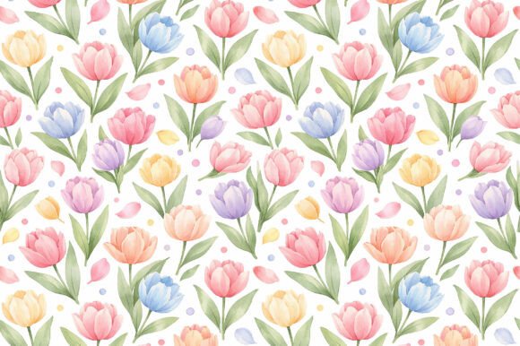 Download Watercolor Tulip Seamless PNG Pattern - Pattern Collection