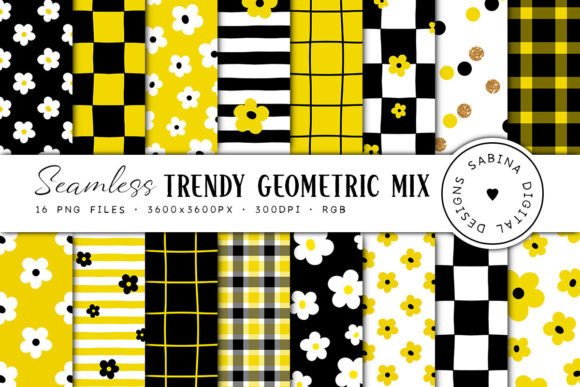 Download Black &amp; Yellow Trendy Geometric Patterns - Pattern Collection