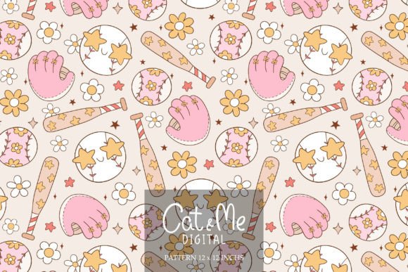 Download Groovy Girly Baseball Pattern - Pattern Collection