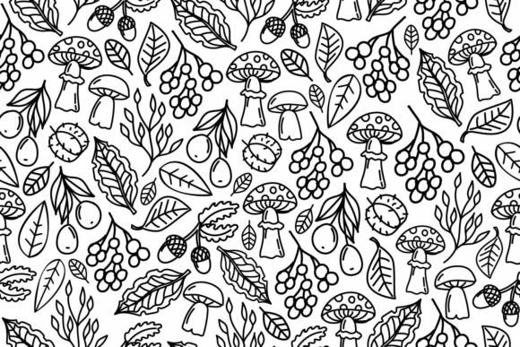 Download Autumn Line Art Seamless Pattern - Pattern Collection