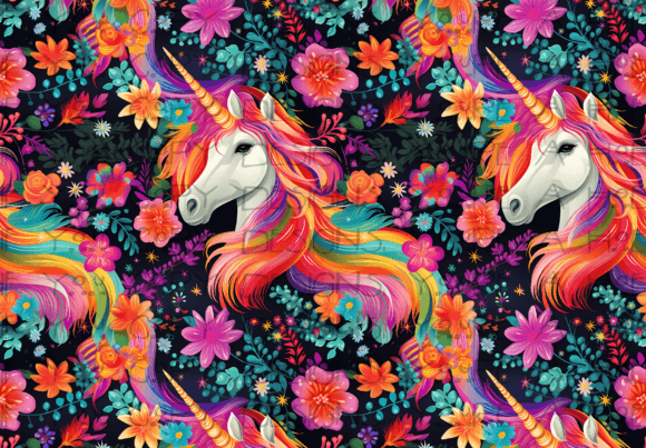 Download Seamless Rainbow Floral Unicorn Pattern - Pattern Collection