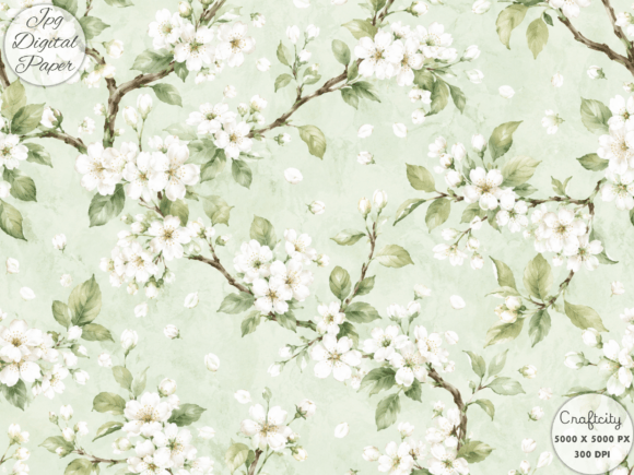 Download Soft Green Blossom Branch Pattern, Sprin - Pattern Collection